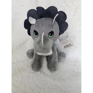 BNWT New Big Toys & Sports Triceratops Dinosaur Plush Sitting Green Eyes Gray 8"